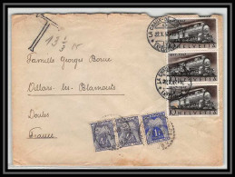 4799/ France Suisse (Swiss) (cover) Train La Chaux-de-Fonds Taxé Pour Villars-lès-Blamont Doubs 1947 - 1859-1959 Storia Postale