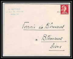 3679 France Lettre (cover) N°1001c Muller Obl Griffe Lineaire Blerancourt - 1921-1960: Modern Period