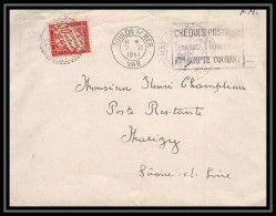 6472/ France Lettre (cover) Taxé N°33 Toulon Var Pour Marizy Saône-et-Loire 1941 - 1859-1959 Storia Postale