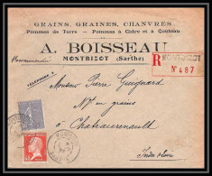 7453 Enveloppe Entete Grains Boisseau Montbisot Sarthe 1925 Semeuse France Lettre (cover) TB Etat - 1921-1960: Modern Period