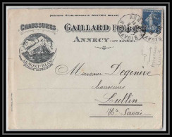 7403 Enveloppe Illustree Chaussures Gaillard Annecy Mont Blanc Haute Savoie 1925 Semeuse Anneau Lune France TB Etat - 1921-1960: Modern Period