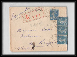 9251 N°140 Semeuse 25c X3 Bande 3 + 192 La Baule 1925 Lettre Recommande Cover - 1921-1960: Modern Period