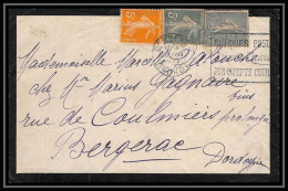 9203 N°137 Semeuse 5c 130 + 158 Bordeaux Gironde Bergerac 1921 Affranchissement Compose France Lettre Cover - 1921-1960: Modern Period