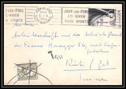 9820 Taxe Par Erreur Suisse Swiss N°941 Haute Couture Parisienne Fashion Krag Juan Les Pins 1954 France Lettre Cover - 1859-1959 Storia Postale