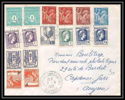 9732 Alger Coq Arc De Triomphe Iris Chaines Salles Courbaties Aveyron Ttb Affranchissement Compose France Lettre Cover - 1921-1960: Modern Period