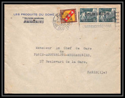 9728 Entete Produits Du Dome N°713 Paire Paris St Lazare 1947 Gandon France Lettre Cover - 1921-1960: Modern Period