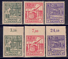 Provinz Sachsen 1946 - Wiederaufbau, Nr. 87 - 89 A + B, Gefalzt * / MLH - Mint