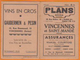 Nouveaux PLANS De La Banlieue Parisienne  94 VINCENNES Et SAINT-MANDE  Avec Nombreuses Publicités  Et Tél à 4 Chiffres - Wegenkaarten