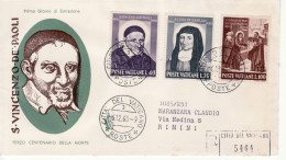 1960 - VATICANO FDC " S. VINCENZO DE PAOLI " VENETIA VIAGGIATA VEDI++++ - FDC