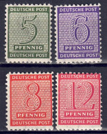 West-Sachsen 1945 - Ziffern, Nr. 120 X - 123 X, Gefalzt * / MLH - Mint