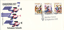 Solomon Islands FDC 12-9-1977 Christmas Stamps Set Of 3 With Cachet - Solomon Islands (1978-...)