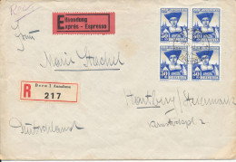 Switzerland Registered Express Condolence Cover Sent To Germany 20-3-1940 Very Good Franked (1 Of The Stamps A Little Fo - Storia Postale