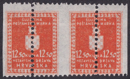 ! Croatia, 1942, Official; 12.50 Kn, Perforation Veriety, (very Thin Paper) - Croazia