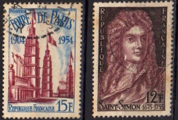 France 1954-1955 2 Timbres Oblitérés  Y&T 975, 1008 - Usados