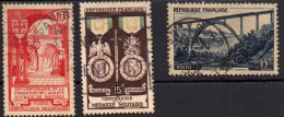 France 1952 3 Timbres Oblitérés Y&T 926, 927, 928 - Usados