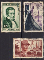 France 1952-1953 3 Timbres Oblitérés Y&T 936, 941, 942 - Used Stamps