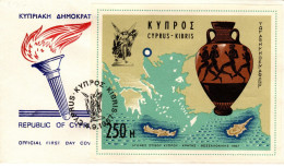 Cyprus 1967 Olympics Mini Sheet FDC - Brieven En Documenten