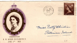 New Zealand 1953 QEII Coronation On Cover Sent To Pitcairn Island - Storia Postale