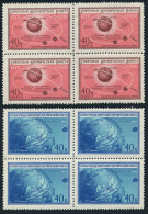 Russia 2187-2188 Blocks/4, MNH. Michel 2219-2220. Luna 1, 1959. Globe, Route. - Unused Stamps