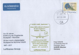 Germany Hungary 2008 Budapest-Munchen Flughafen 2017 Plane Airship Aviation Lufthansa Airbus - FDC