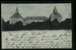 Mondschein-AK Gotha, Schloss Friedenstein  - Gotha