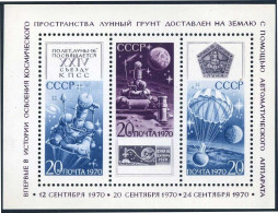 Russia 3801, MNH. Michel 3827-3829 Bl.66. Luna 16  Automatic Moon Mission, 1970. - Nuovi