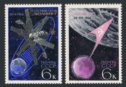 Russia 3288-3289,MNH.Michel 3311-3312.  Spacce,1966.Molniya 1,Luna 11 Moon Probe - Nuovi