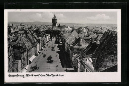 AK Straubing, Blick über Den Theresienplatz Auf Den Wasserturm  - Straubing