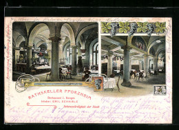 AK Pforzheim, Rathskeller, Restaurant I. Ranges, Inh. Emil Schsible  - Pforzheim