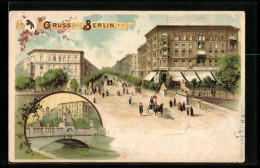 Lithographie Berlin-Tiergarten, Herkules-Brücke In Zwei Ansichten  - Dierentuin