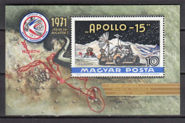 Hungary 1972 - Space: Apollo 15, Mi-Nr. Bl. 87, MNH** - Neufs