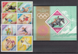 Hungary 1972 - Summer Olimpic Games, Muenchen, Mi-Nr. 2773/80+Bl. 91, MNH** - Neufs