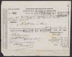 Acte De Protêt - Bureau De HAINE-ST-PIERRE 25 Décembre 1880 - Autres & Non Classés