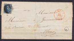 LSC (sans Texte) Affr. N°7 P117 Càd THUIN /15 MAI 1854 Pour Gouverneur De La Province De Hainaut à MONS - Boîte "Z" (au  - 1851-1857 Médaillons (6/8)