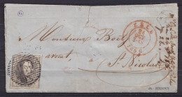 L. Affr. N°6 (trait De Burin Sur Le Visage) P134 Càd ZELE /2 OCT 1856 Pour Avocat à ST-NICOLAS - Boite Auxiliaire "E" (a - 1851-1857 Medaillons (6/8)