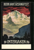 Künstler-AK Interlaken, Berner Kant. Gesangfest 1926, Bergpanorama  - Interlaken