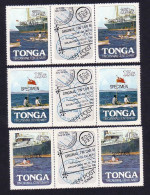 Tonga 1982 Specimen Tin Can Mail Gutter Strips With Tin Can Cachets Labels - Tonga (1970-...)