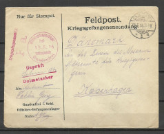 Deutschland Germany WWI 1916 Kriegsgefangenensendung Offiziers-Gefangenerlager GNADENFREI Prisoner Post - Prigionieri