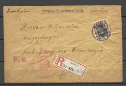 Deutschland Germany WWI 1917 Registered Prisoner Post Offiziersgefangenenlager Mainz Kriegsgefangenensendung - Prigionieri