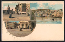 Lithographie Genova, Piazza De Ferrari, Via Carlo Felice  - Genova (Genoa)