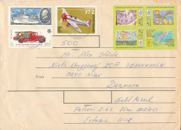 USSR Cover With More Topic Stamps Sent To Denmark 1989 (big Size Cover) - Brieven En Documenten