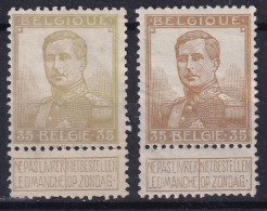 2x Roi Albert I Type Pellens 35c - 1912 Pellens