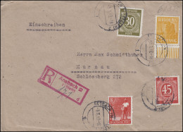 928ff Kontrollrat I+II MiF Not-R-Stempel ANSBACH 2  5.1.1948 Nach MURNAU 7.1.48 - Storia Postale