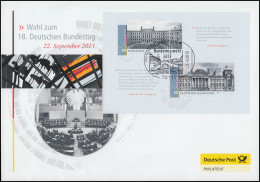 Block 76 Deutscher Bundestag Und Bundesrat Schmuck-Brief SSt Bundestagswahl 2013 - Usati