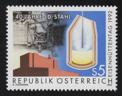 2063 Österreichischer Eisenhüttentag, Linz, Stahlwerk, Schnittzeichnung, 5 S ** - Unused Stamps