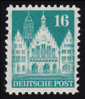 Bizone 83 XB Bauten 16 Pf., Blaugrün, Weit ** - Mint