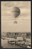 AK Hamburg-Harburg, Ballon über Dem Hafen  - Globos