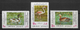 Iran 1971 MiNr. 1498 - 500 Conservation Wetland Waterbirds, Common & Ruddy Shelducks Greater Flamingo 3v MNH**  6,0 € - Fenicotteri