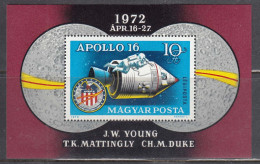 Hungary 1972 - Space: Apollo 16, Mi-Nr. Bl. 93, MNH** - Ongebruikt