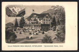 AK Interlaken, Villa Pension Beau-Séjour Vom Garten Gesehen  - Interlaken